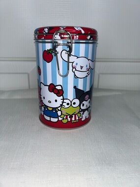 Hello Kitty & Friends Red Blue & White Striped Character Round Storage Tin